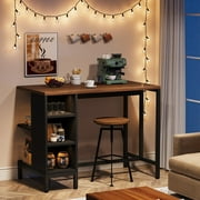 Tribesigns Kitchen Island with 5 Open Shelves, Industrial Dining Island Table with Large Worktop, 43 Inch Butcher Block Island with Storage shelves