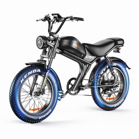 Emokobike 1000W 32MPH Electric Bike for Adults, 48V 20Ah Removable Battery,20" Fat Tire Full Suspension Moped Style eBike UL2849