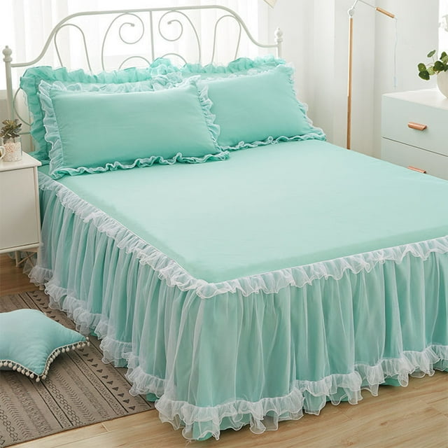 Cateissary de cama de princesas elegante, duradera y hermosa para cualquier lugar, de cama con volantes de encaje, única Juegos de cama verde