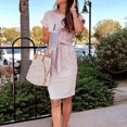 thumbnail image 3 of EIMELI Femmes Robe Décontractée Femmes Été Rayé Manches Courtes T-Shirt Robe Casual Cravate Taille avec Poches Femmes Vêtements L Noir, 3 of 9