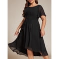 thumbnail image 3 of Vestido de cóctel Ever-Pretty Plus negro con volantes de chifón y cuello en V, 3 of 6