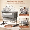 thumbnail image 2 of Baby Bassinet, 3-Level Adjustable Height with Wheels & Storage Basket, Breathable Mosquito Net,for Newborns and Infants,Light Gray, 2 of 11