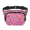 thumbnail image 1 of Fotbe Colorful Donuts 1 Cangurera Cuadrada con Estampado de Doble Capa, Bolsa de Cintura Ajustable Mini para Hombres y Mujeres, 1 of 9