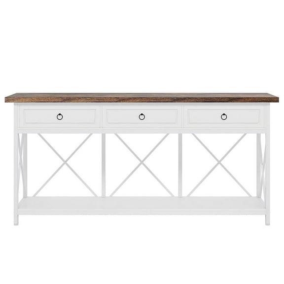 GVN Console Table, Entryway Table, 3-Drawer Console Table, 70.8" Sofa Foyer Table with Storage Shelf
