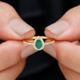 thumbnail image 5 of Rosec Jewels Teardrop Emerald Ring with Diamond Halo (4X6 mm, AAA Quality), 10K Yellow Gold, US 7.00, 5 of 7