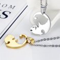 thumbnail image 4 of Pareja corazón o gato Bff mejor amigo para niñas rompecabezas amistad colgante collares, acero inoxidable 316l, 2-goldsilver Feliz Sencillez, 4 of 5