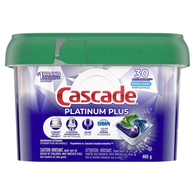 Sachets de détergent pour lave-vaisselle Cascade Platinum Plus ActionPacs, Parfum frais