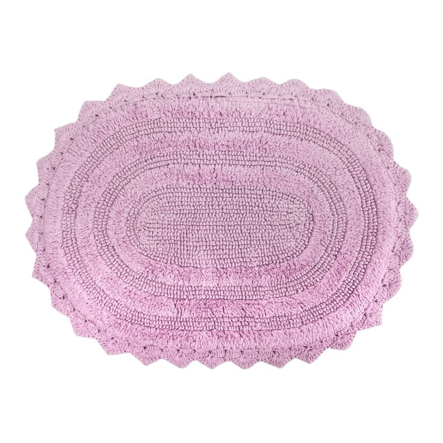Alfombra de baño DII Crochet Collection reversible, pequeña, ovalada, color malva