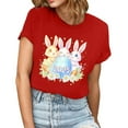 thumbnail image 2 of QUNYINEY Short Sleeve Women's T-Shirts Pullover Crew Neck Casual Easter Tops Loose Summer Tops for Women, 2 of 5