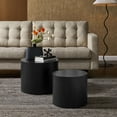 thumbnail image 2 of Coffee Sofa Side End Table, Set of 2, round, Black, Wood, Living Room Lounge Cafe Lobby Hospitality Restaurant, Modern Contemporary, HB37179, 2 of 11