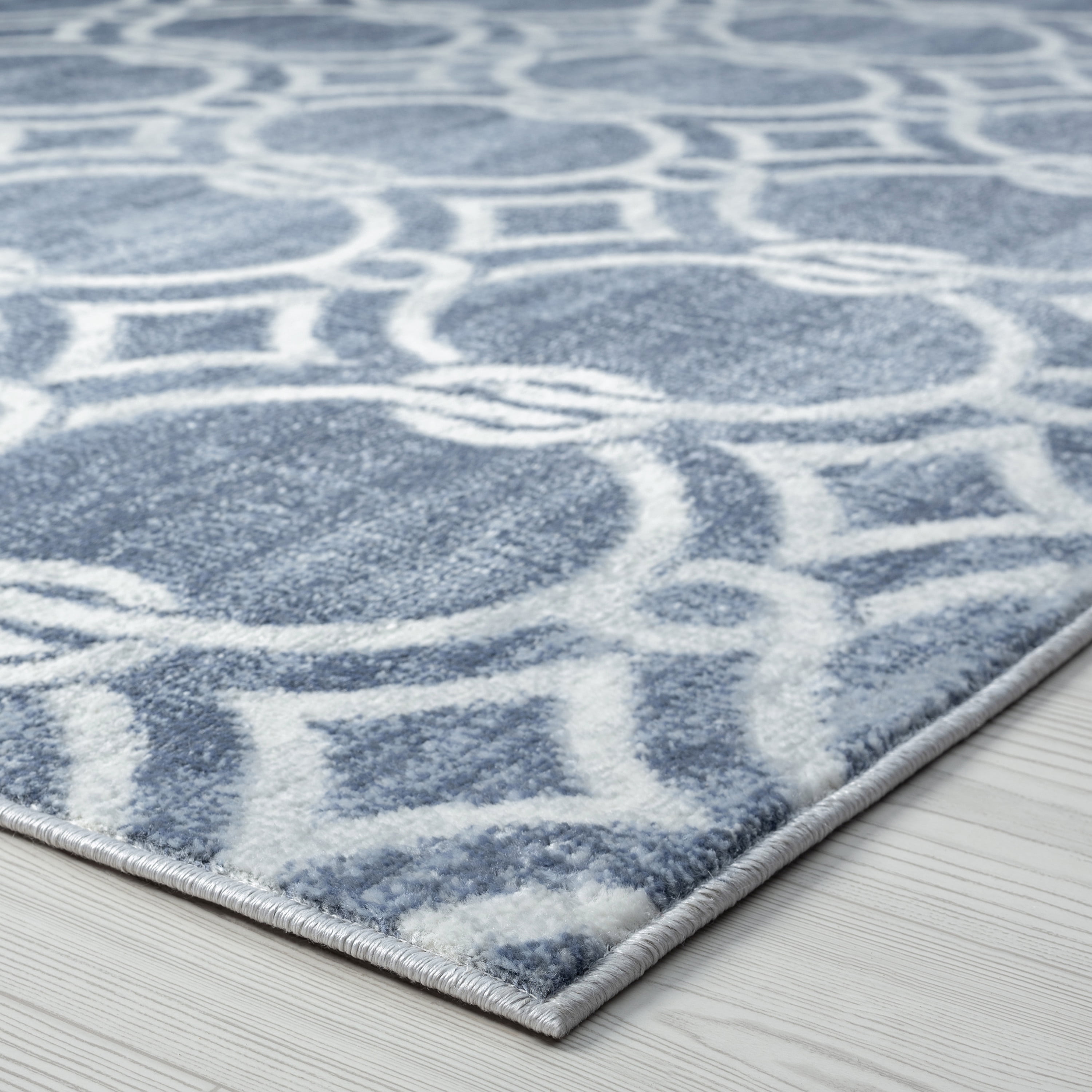 Allure Transitional 8' x 10' Navy and Cream Polypropylene Indoor Area Rug
