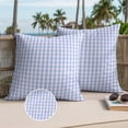 thumbnail image 3 of Blue Grid Outdoor Pillow Covers 16x16 Set of 2,Waterproof Patio Throw Pillowcase Protectors,Checkered Plaid Gingham Lattice Trellis Print Decorative Pillow Shams Cushion Covers for Seat Bed Couch, 3 of 8