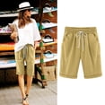thumbnail image 2 of Posijego Women's Summer Shorts Casual Knee Length Beach Shorts Lounge Plus Size Line Shorts with Pockets, 2 of 4