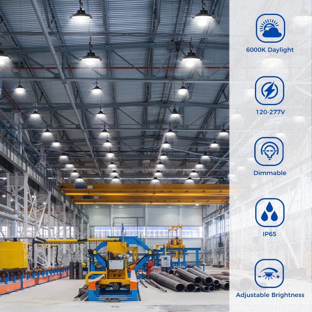 AIKVSXER 11.4 in 6000 K LED Dimmable UFO High Bay Light Fixtures 6 Count