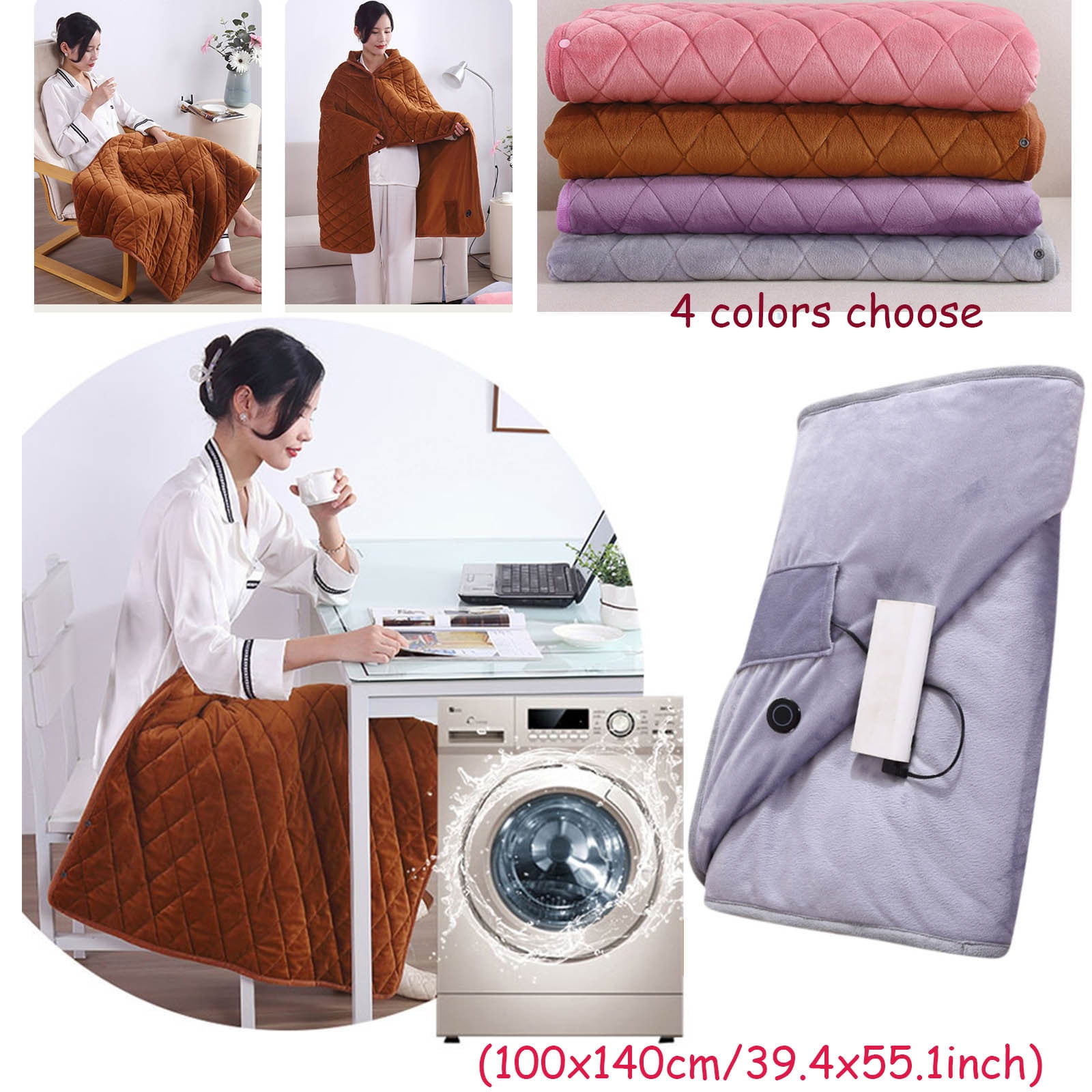 YiJuHui 1pcs Portable Heated Shawl, Cordless Heated Blanket Heated Shawl Wraps for Women Wearable Heated Blanket Battery Heated USB Charging 100x140cm(with zipper)
