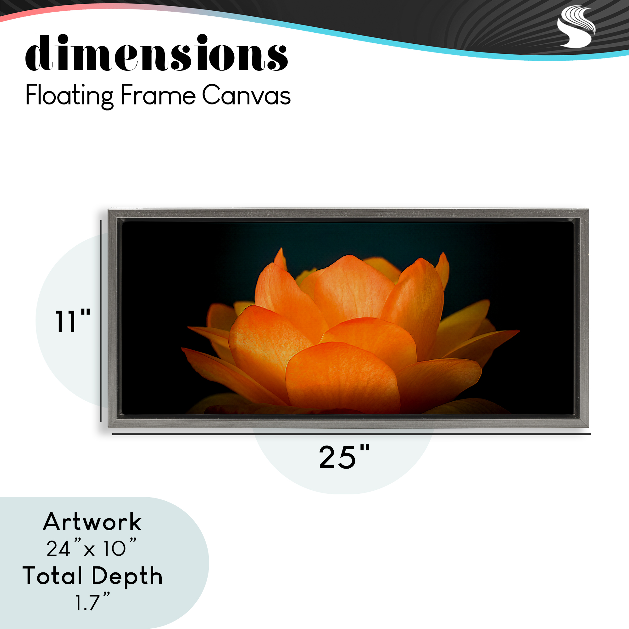 Glowing Orange Lotus Gray Framed Floater Canvas Wall Art, design by Phillip Flowers