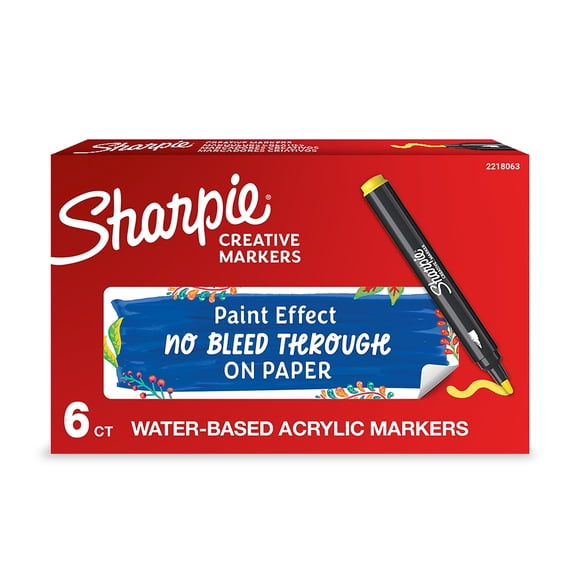 Sharpie Water-Based Creative Markers Bullet Tip Yellow 6/Pack (2218063)