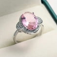 thumbnail image 4 of Pink Oval AAA Cz 925 Silver Wedding Band Women's Engagement Party Ring Size 6-10, 4 of 5