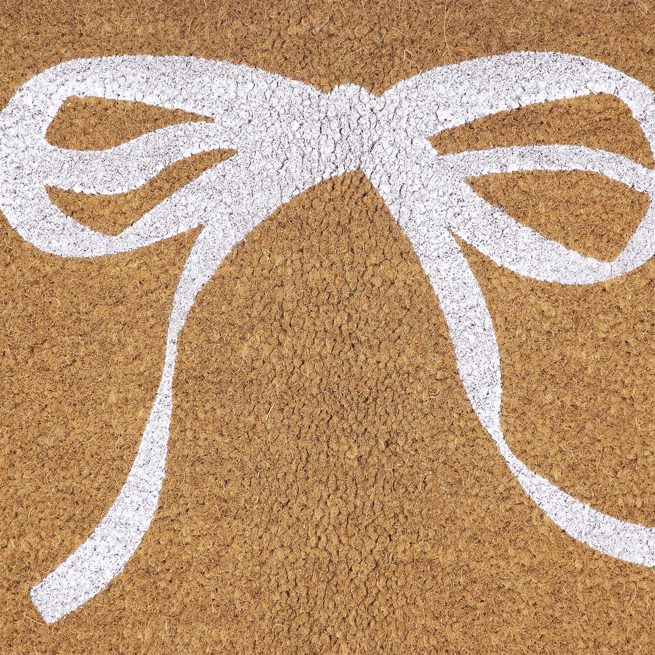 My Texas House White Bow Outdoor Coir Doormat, 18" x 30"