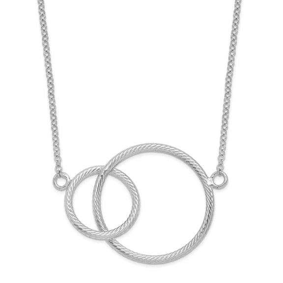 Sterling Silver Rhodium Intertwined Circles with 2 in Extension Necklace
