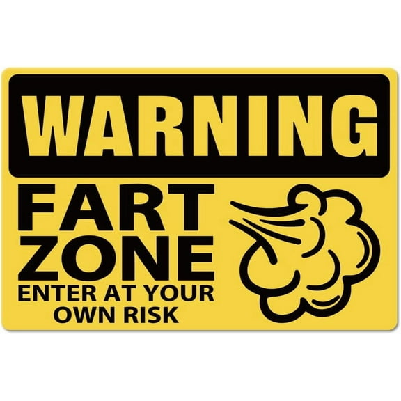 "Warning Fart Zone Enter At Your Own Risk" Tin Sign Warning Metal Tin Sign Metal Vintage Sign 12×8inch Funny Wall Decor Tin Signs for Home Farm Bar Coffee Shop Club Decoration