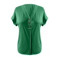 thumbnail image 2 of Gibobby Camiseta de Manga Corta con Cuello en V Tops para mujer Botón con cuello en V Túnica casual Camisetas manga corta Blusa Henley Camiseta(Verde,XL), 2 of 4