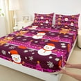 thumbnail image 3 of Manfei Teens Christmas Snowman Bed Sheets, Snowflake Xmas Tree King Sheets, Cartoon Rustic Deer Sheet Set, Luxury Bedroom Decor, 4 Pieces, 3 of 7