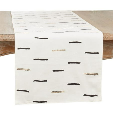 

Saro Lifestyle 716.W1672B 16 x 72 in. Embroidered Dashes Oblong Table Runner White