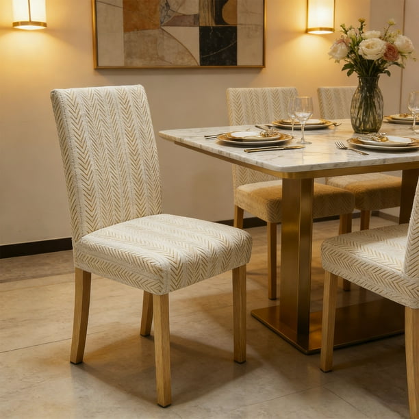 Funda para Silla de Pana Elástica, Protector de Asiento Elástico con Tela Lavable, Funda con Respaldo de 42-52cm y Asiento de 35-45cm para Comedor, Cocina