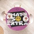 thumbnail image 3 of Ambesonne Emoji Fitted Round Tablecloth, Funky Thats So Extra Writing, 40"- 44" Diameter, Pale Purple Black Mustard, 3 of 4