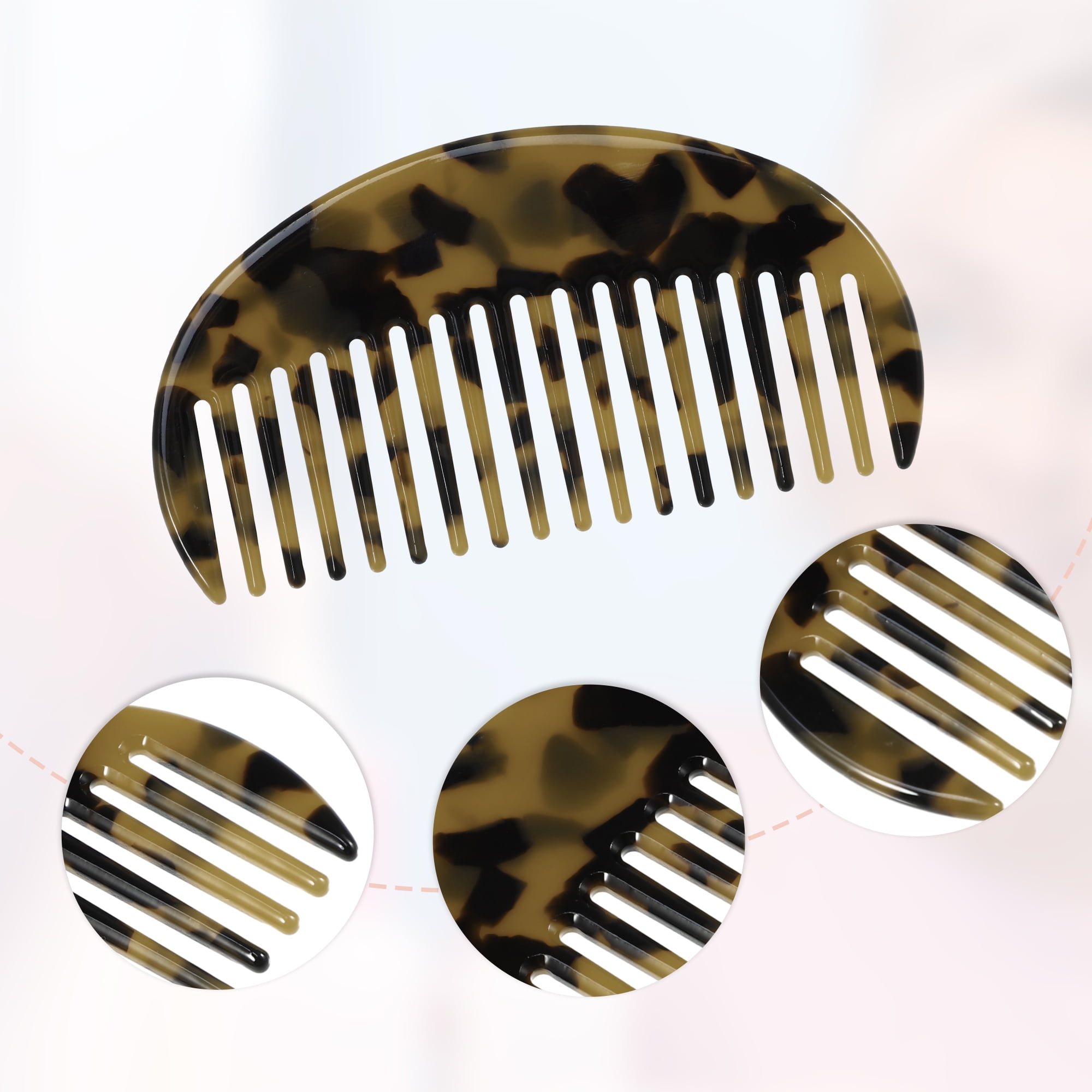 Unique Bargains 1Pc Women Detangling Half Round Wide Tooth Comb Brown