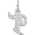 thumbnail image 5 of 14K White Gold 14Kw Diamond-Cut Letter T Initial Charm Made In United States wch139-t, 5 of 6