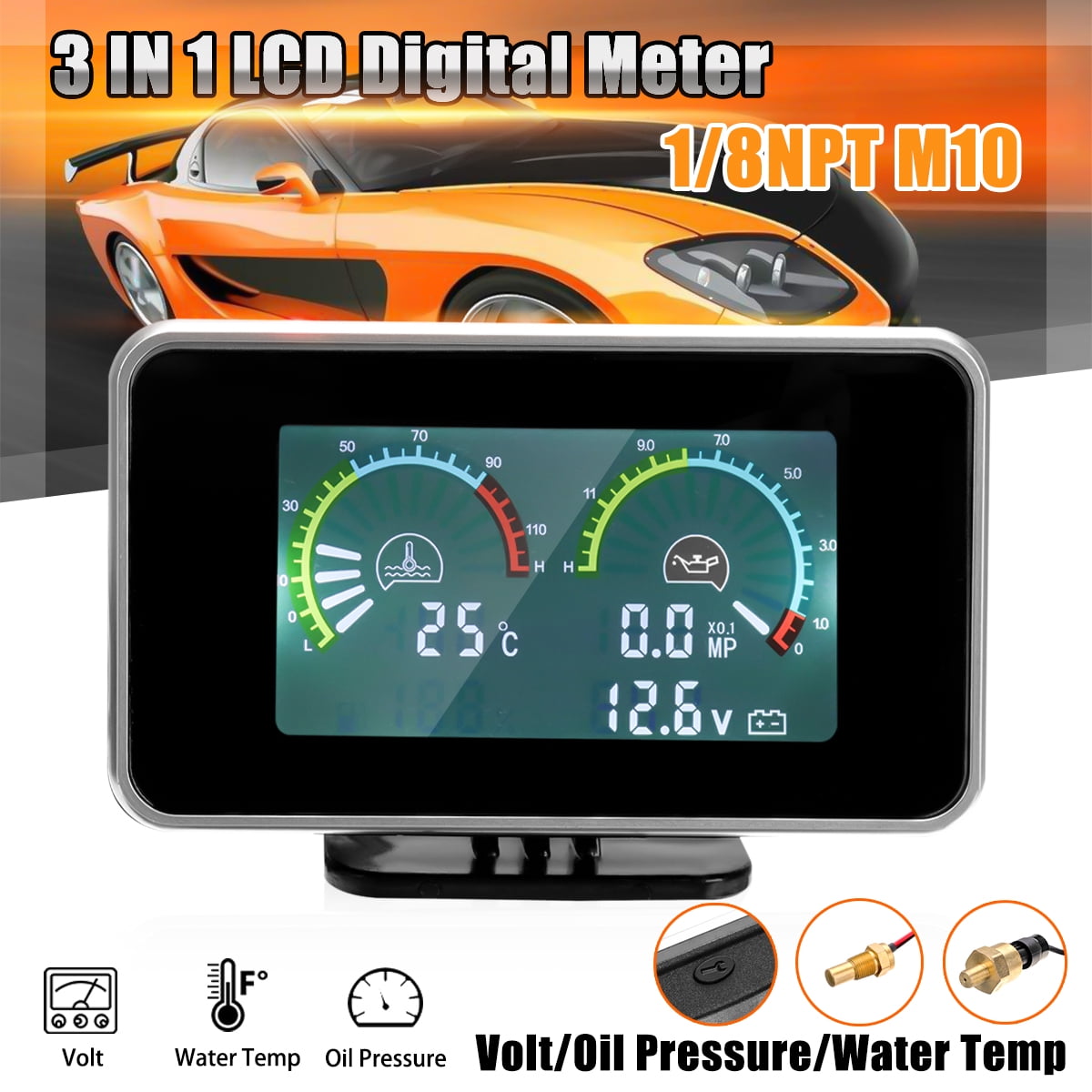 LCD-Display Digitale Wasserkühlungsthermometer Zeigertemperaturanzeige 5V-24V Kühlung für PC-Thermometer Yencoly Thermometer