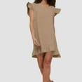 thumbnail image 2 of Women's Summer Casual Dress V Neck Flutter Sleeve Ruffle Hem Comfortable Breathable Flowy Party Everyday Wear Stylish Lightweight Dress Womens Casual Trendy Midi Dresses, 2 of 4