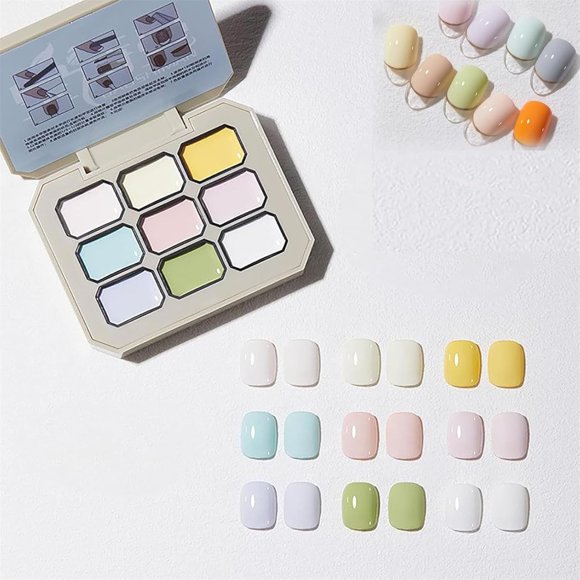 Cream Colour Nail Polish Set, Solid Cream Gel Nail Polish Palette, Long Lasting Solid Nail Polish Palette, Cream Gel Nail Polish (Type B, standard)