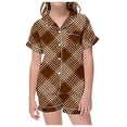 thumbnail image 1 of TZEWGL Pyjamas For Girl 2Pcs Set Plaid Printed Short Sleeved Top With Shorts Jams For Infants size 3-4T, 1 of 3