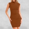 thumbnail image 3 of Evening Dresses for Women Midi Dresses for Women 2026 Women Summer Mini Dress Bodycon Ruched Neck Sleeveless Work formal Party Wedding Guest Dress, 3 of 10