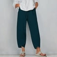 thumbnail image 2 of WRKEKC Women's Solid Color Summer Comfortable Loose Wide Leg Capri Pants With Pockets Lightweight Breathable For Daily Wear and Outdoor Activities, 2 of 6