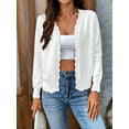 thumbnail image 6 of Women'S Long Sleeve V-Neck Button Down Cardigan Knit Shrugs Sweater White S, 6 of 7