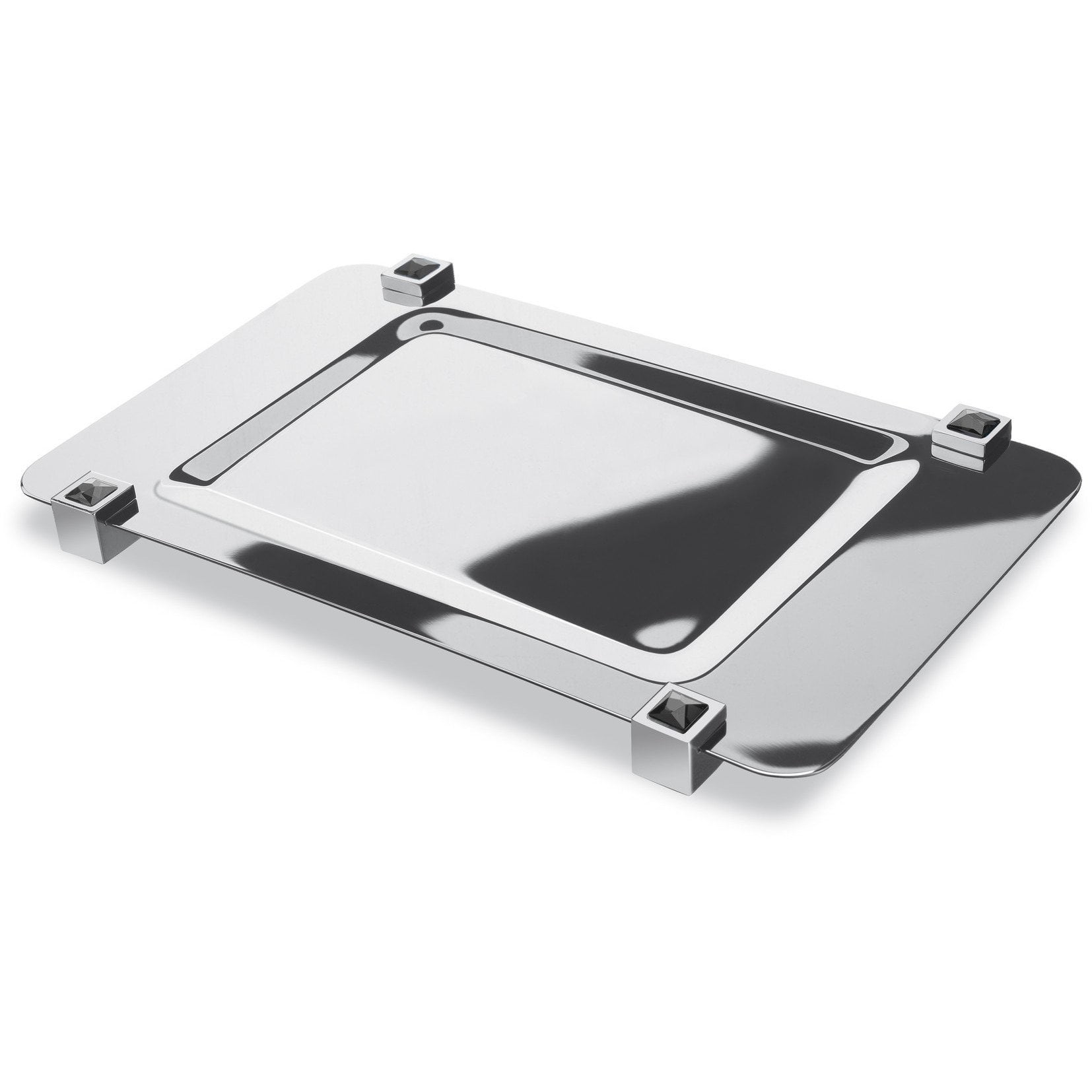Moonlight Square Chrome Bathroom Tray With Swarovski Crystals