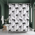 thumbnail image 2 of Annvchi Black Bow Pattern Shower Curtain, 72 x 72 Inch Fabric Bathroom Curtain with 12 Hooks, Modern Minimalist Polka Dot Design, 2 of 6