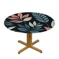 thumbnail image 3 of PIKWEEK  Leaves Black Background Round Fitted Tablecloth Elastic Edge Waterproof Oil-Proof Table Cover Stain-Resistant Table Cloth Fits Round Tables, 3 of 7