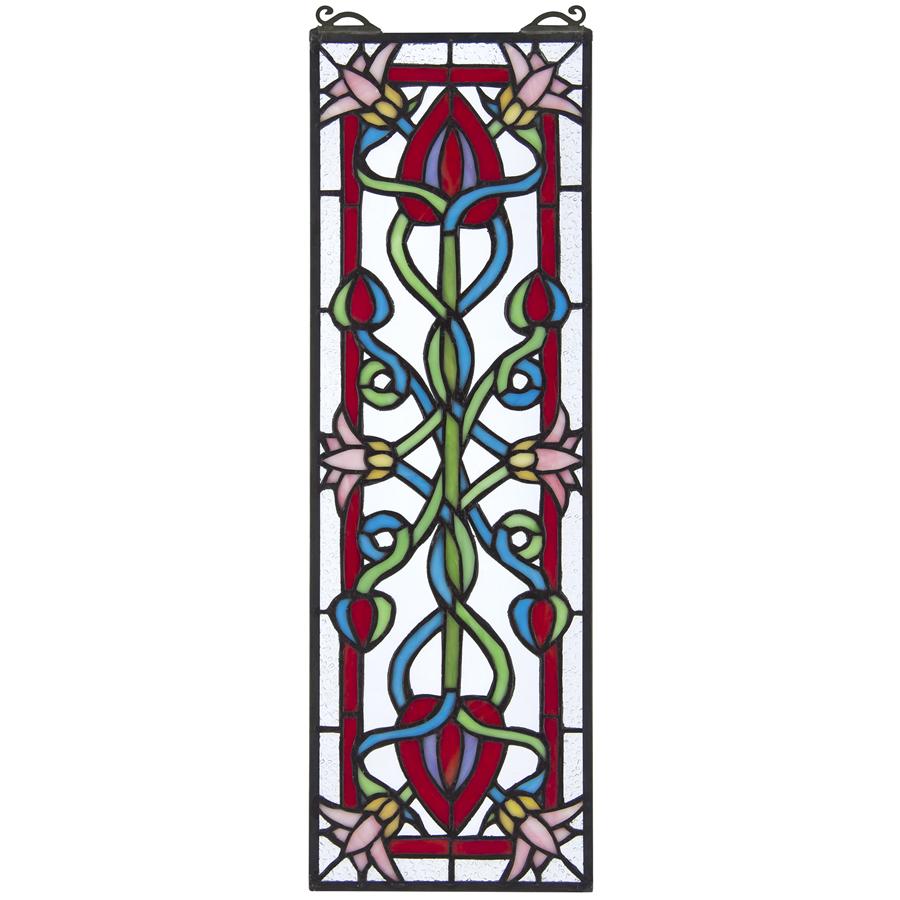 Design Toscano Pink Dahlia TiffanyStyle Stained Glass Window Walmart