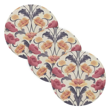 

3 Place Mat Pan Bowl Mat Teacup Mat 15x15x24 Inch Tray Mat Kitchen Pot Mat Hot Pot Mat Teapot Mat Table Protective Mat Cartoon Flower Seamless