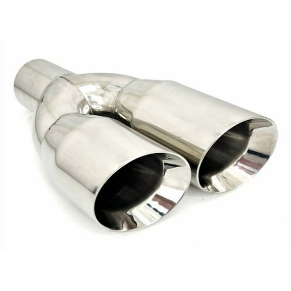 Exhaust Tip 3.00" Inlet 4.00" Outlet 13.00" long WDWDRS40013-300-HP-SS Dual Round Slant Polished 304 Stainless Wesdon Exhaust Tip