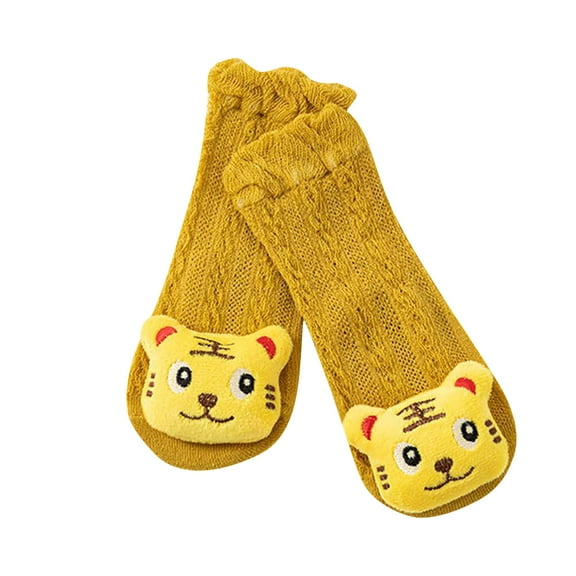 Odeerbi Cotton Socks for Baby Infant Boys Girls Non-Slip Cute Soft Crew Socks Spring Summer Mesh Breathable Mid Tube Floor Socks