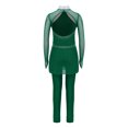 thumbnail image 4 of dPois Combinaison de Danse Intégrale pour Filles avec Strass Manches Longues Patinage Extensible Vert 8, 4 of 5