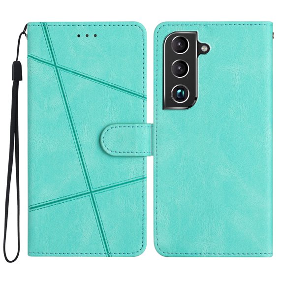 Tarise Galaxy S21 FE 5G Flip Wallet Phone Case, PU Leather Kickstand Wrist Strap Card Holders Shockproof TPU Inner Shell Slim Magnetic Solid Color Case Cover for Samsung Galaxy S21 FE 5G 6.5", Green