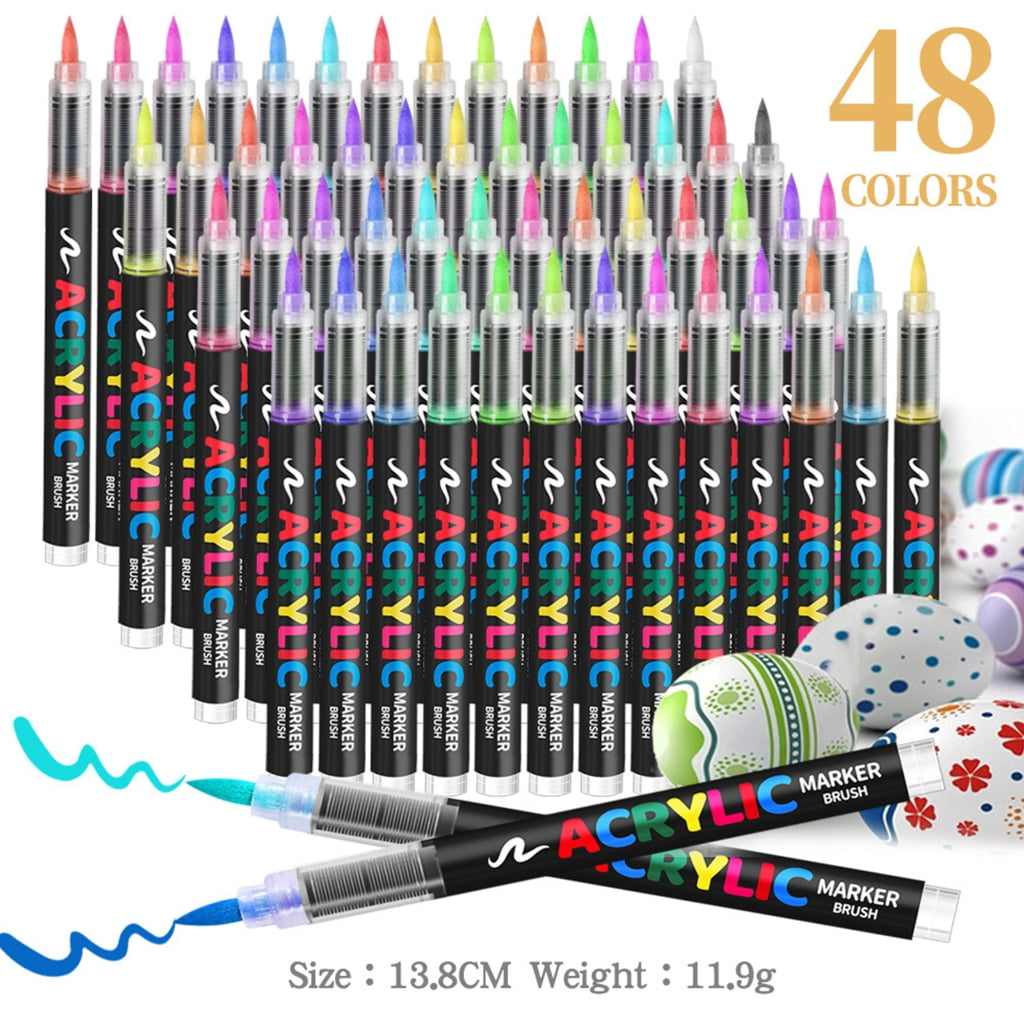 Zeiwohndc Brush Tip Liquid Acrylic Marker Multifunction Acrylic Paint Pen for Painting