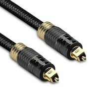 FosPower Câble audio optique numérique Toslink plaqué or 24 carats de 10 pieds (S/PDIF) - Connecteurs métalliques et gaine en nylon tressé